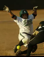 Senior Janette Hurtado had a 1-for-3 day against LSU and just missed her first career home run.