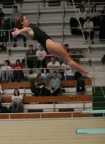 Sophomore Amy Schmidt has captured two first-place finishes in the one-meter board this season.