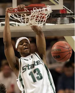 Maruice Ager dunks for two in the first half against Old Dominion.