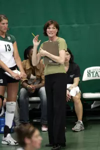 Head coach Cathy George announced that Erin Rice, a 6-2 middle hitter, will join the 2005 Spartans.