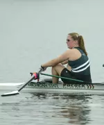 Two-time Big Ten champion Liz Brennan helped the top varsity four to an individual championship April 30.