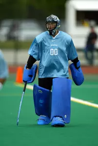 Senior Christina Kirkaldy made seven stops in Sunday's loss.