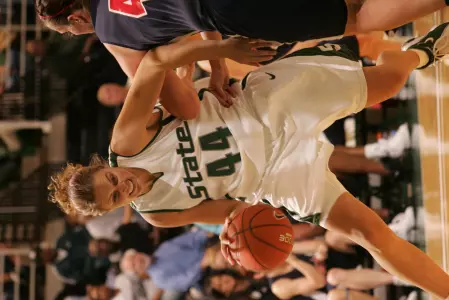 Senior tri-captain Katrina Grantham and the Spartans host the Green and White Scrimmage on Wednesday night in the Breslin Center.