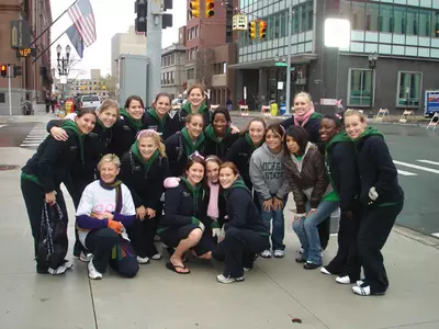 The Spartan gymnastics team raised over $1600 for breast cancer awareness.