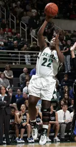 Sophomore Aisha Jefferson and the Spartans take on Ferris State on Sunday at the Breslin Center.