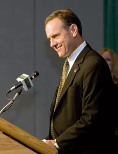 Mark Dantonio was introduced as Michigan State's head football coach at a press conference on Monday, Nov. 27.