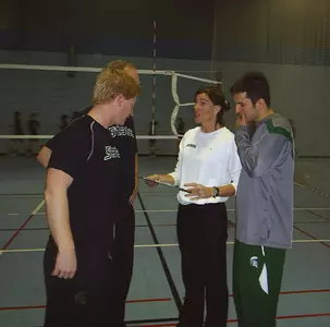 Spartan head coach Cathy George and her staff prepare for Thursday's practice.