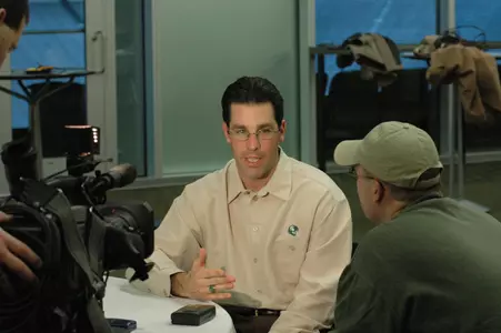 Dan Enos responds to questions during a Dec. 8 media roundtable session.