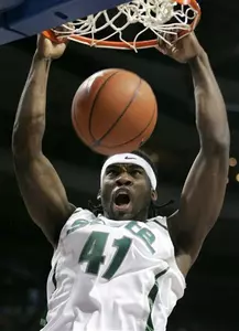 Michigan State forward Marquise Bray dunks against BYU in the first half. (AP Photo/Duane Burleson)