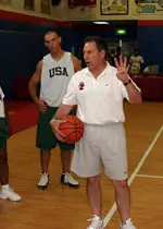 Tom Izzo instructs his Camp Patriot squad during Operation Hardwood II.