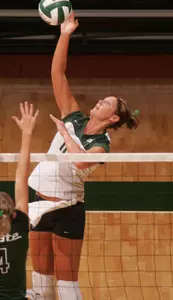 Katie Johnson tallied 14 kills in the win versus Xavier.