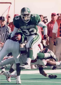 In 1998, Sedrick Irvin's 25-yard touchdown run gave MSU a 38-31 double-overtime victory over Indiana.