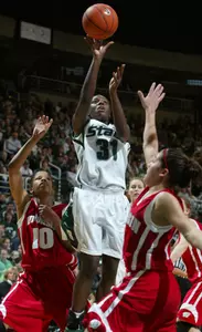 Senior Victoria Lucas-Perry and the Spartans will look for their ninth straight victory over the Wolverines on Thursday night.