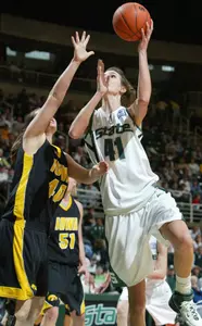 Allyssa DeHaan puts up a shot