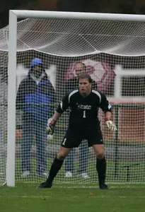 Senior Chris Austin made three saves in MSU's 2-0 loss at Northwestern