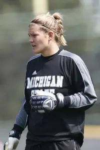 Senior Nicole Galas made four saves in Sunday's loss to Indiana