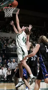 Senior tri-captain Katrina Grantham has set career season highs in points (46), assists (33) and rebounds (63) this season.