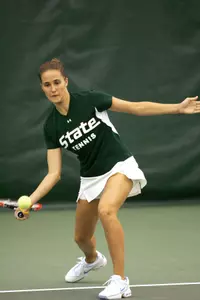 Christine Milliken came away victorious against Dayton in her singles debut as a Spartan.