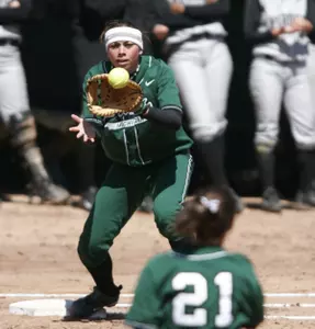 Dayna Feenstra hit her first home run of the season in game one versus Lehigh.