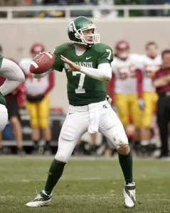 Brian Hoyer appeared in eight games in 2006, throwing for 863 yards and four touchdowns. (Photo by Matthew Mitchell)