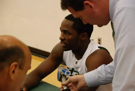 Kalin Lucas addresses the media at Men's Basketball Media Day.