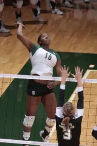 Freshman Kyndra Abron had a career-high 19 kills tonight against No. 18 Purdue.