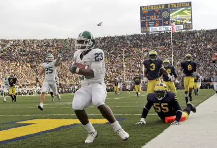 Javon Ringer had a 64-yard touchdown run in MSU's 35-21 win over Michigan on Saturday.