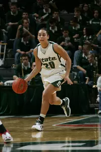 Brittney Thomas scored 13 points for MSU against Iowa Thursday night.