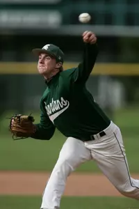 Freshman Tyler Newsome pitched two shutout innings of relief to pick up the win Sunday over Illinois.