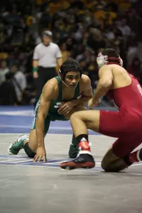 Sophomore Franklin Gomez is the third Spartan to win the Big Ten Championship at 133 pounds.