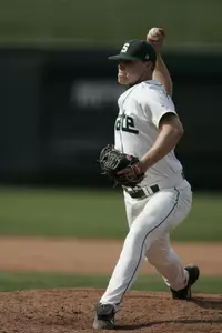 Peter Wolff threw four no-hit, shutout innings in game one of MSU's doubleheader against Michigan.