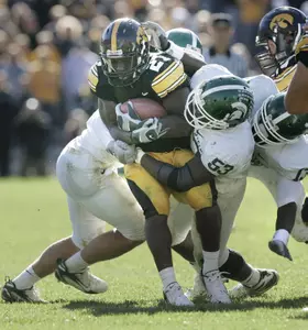 Greg Jones was a consensus Freshman All-American last season after leading the Spartans in tackles. (Photo by Dale Young, The Detroit News)