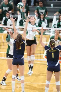 Junior Megan Schatzle led at Spartans with her nine kills, while also added two service aces on the night.
