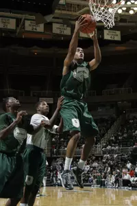 Chris Allen puts up two of his game-high 22 points.