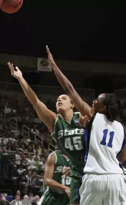 Redshirt senior Lauren Aitch and the Spartans begin the 2009-10 season with an exhibition contest against Wayne State on Thursday night.