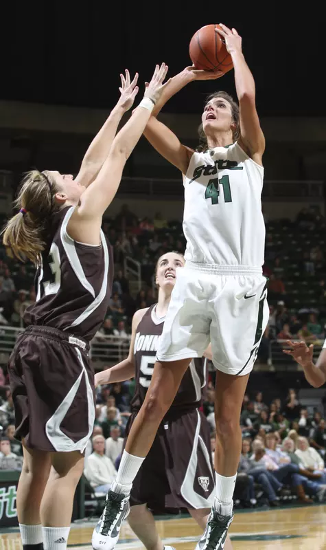 Senior Allyssa DeHaan led the Spartans with 18 points and nine rebounds in the win.