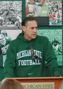 Mark Dantonio addresses the media Saturday afternoon in the Skandalaris Center.