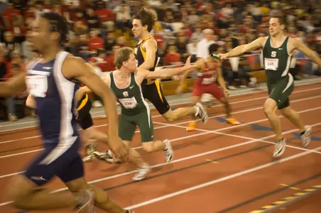 <i> Senior Mike Smoot was a member of the 4x400m relay team that broke the school-record at the GVSU Big Meet. </i>
