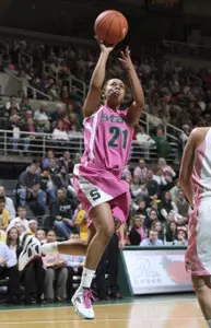 Redshirt senior Mia Johnson scored eight points and added four steals in the Spartans' 52-27 win over Michigan.