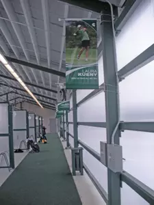 The new all-weather driving range at Forest Akers East features 18 heated/covered hitting stalls.