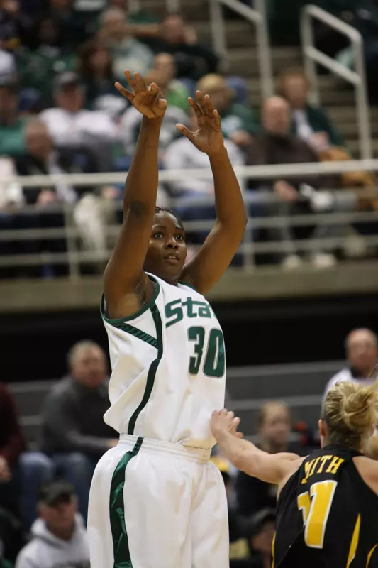 Redshirt freshman Lykendra Johnson had team highs in points (12) and rebounds (9).