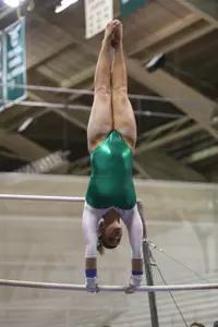 Freshman Jackie Berg finished third overall on uneven bars