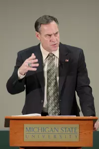 Head coach Mark Dantonio speaks to reporters during MSU's signing day press conference.