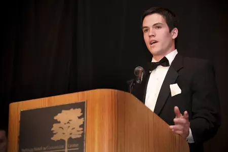 Men's soccer All-American Doug DeMartin earned the President's Award after graduating in December with a 3.899 GPA.