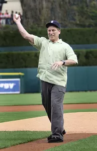Tom Izzo threw out the first pitch prior to Monday's Tigers game.