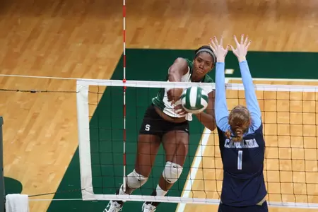 Sophomore Kyndra Abron was named Big Ten Offensive Player of the Week after posting a .526 hitting percentage during the MSU Showcase.