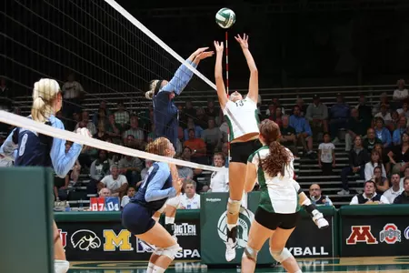Sophomore Natalie Emro earned MVP honors at the UIC Invite after recording 104 total assists over the course of the weekend.