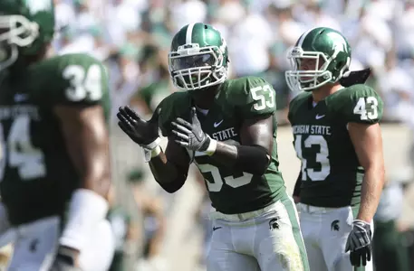 Greg Jones leads the Big Ten and ranks third in the nation in tackles, averaging 14.5 per game.