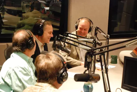MSU President Lou Anna K. Simon, head football coach Mark Dantonio and Athletics Director Mark Hollis joined Paul W. Smith in the WJR studio to announce the contract extension.