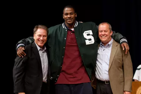 Men's basketball player Derrick Nix was among the varsity letter jacket recipients at Thursday's ceremony.